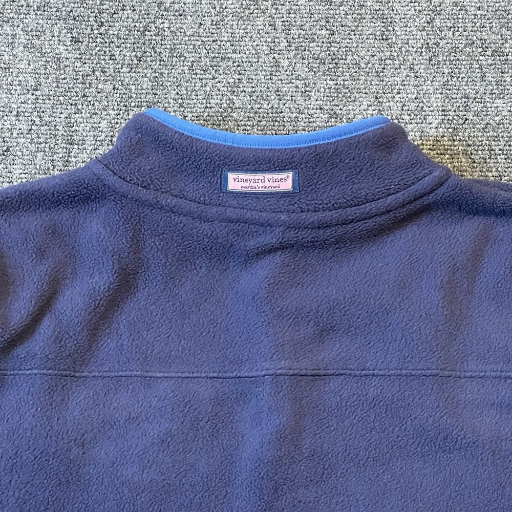 Vineyard Vines Quarter Zip Womens Large Navy Blue Pink Fleece Pullover - Picture 4 of 6